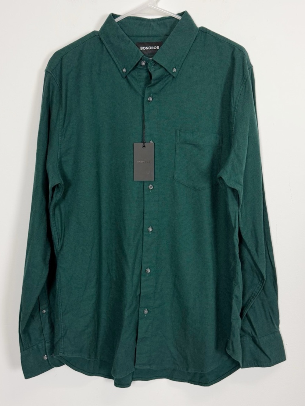 Bonobos Button Down Mens Large Reg Slim Fit Green Dobby Houndstooth NWT